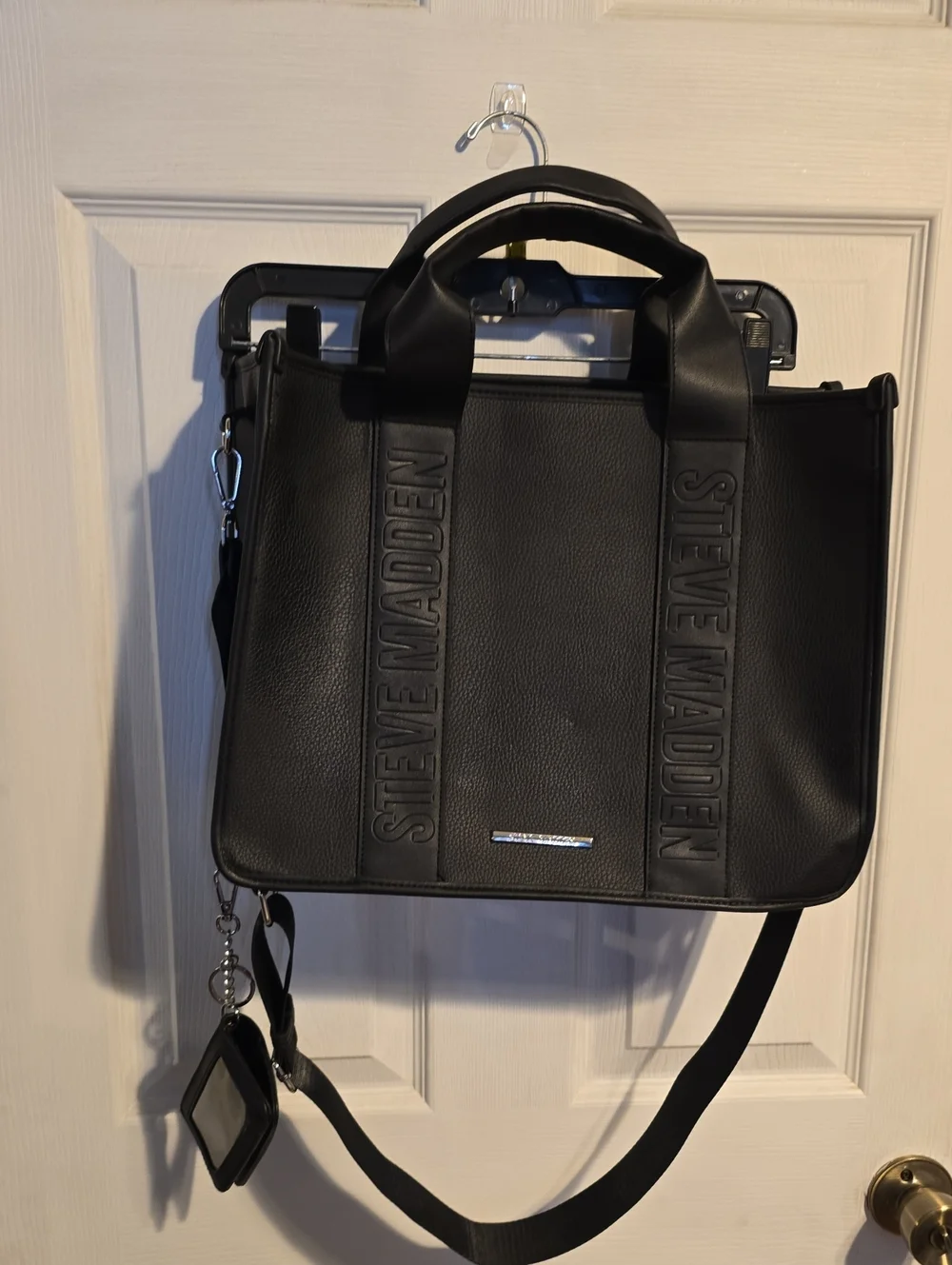 Steve Madden Black Leather-Look  Laptop Briefcase
